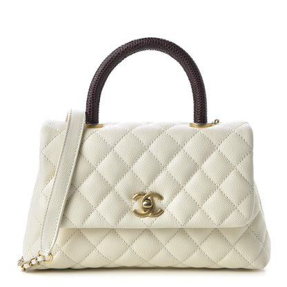 Chanel Caviar Lizard Quilted Mini Coco Handle Flap White 1 of 10