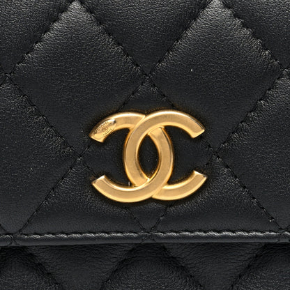 Chanel Calfskin Quilted About Pearls Card Holder Flap With Chain Black 8 of 10