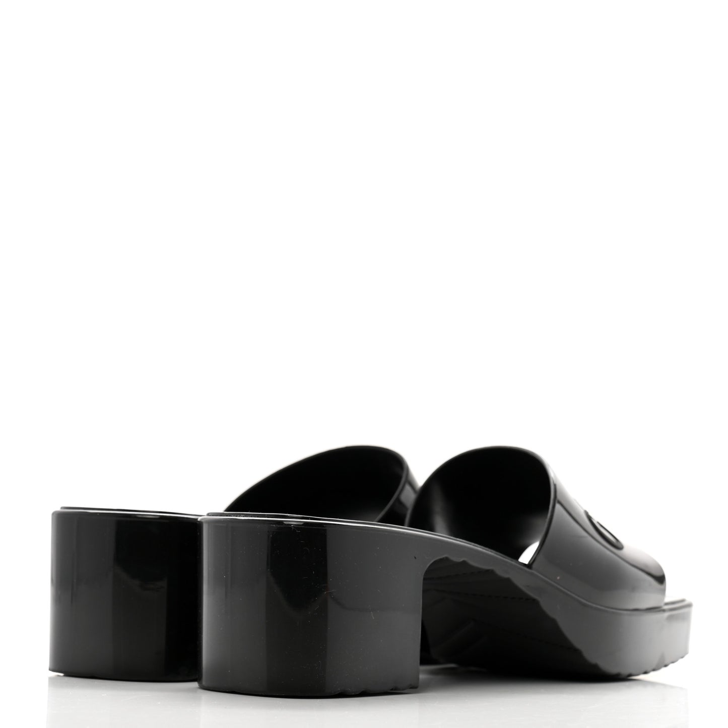 Rubber Gucci Logo Womens Platform 20/60mm Slide Sandals 38 Black