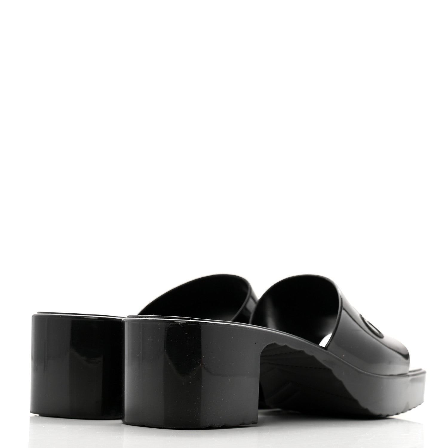 Gucci Rubber Gucci Logo Womens Platform 20/60mm Slide Sandals 38 Black 5 of 10