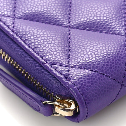 Chanel Caviar Quilted Zip Around Coin Purse Wallet Purple 8 of 10