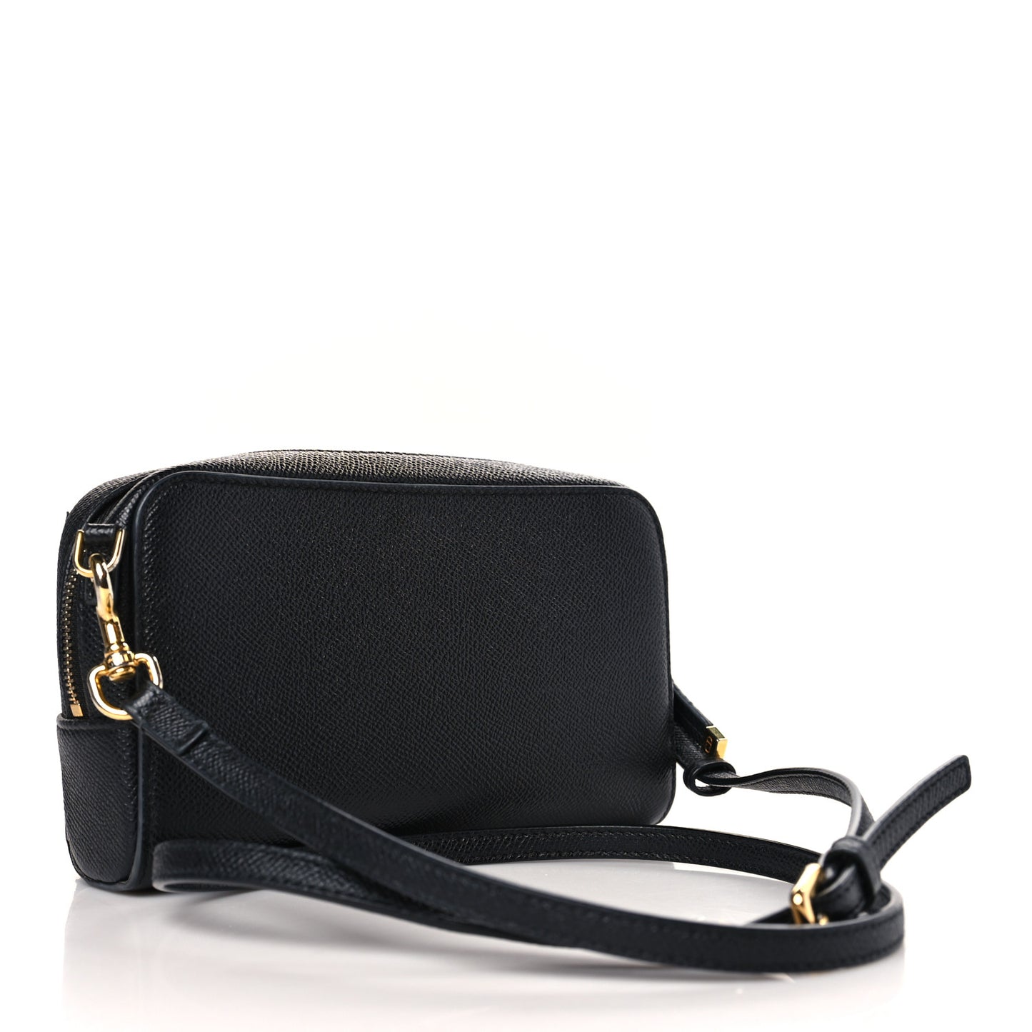Grained Calfskin Caro Double Pouch Black