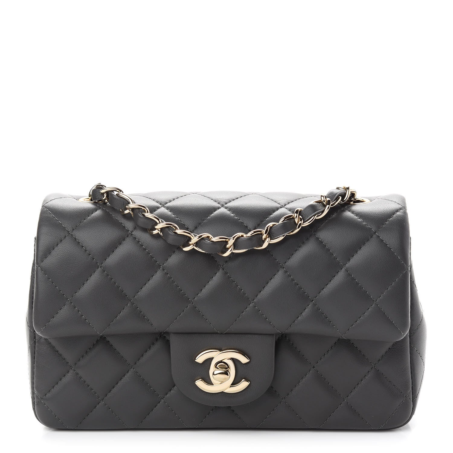 Chanel Lambskin Quilted Mini Rectangular Flap Dark Grey 1 of 9