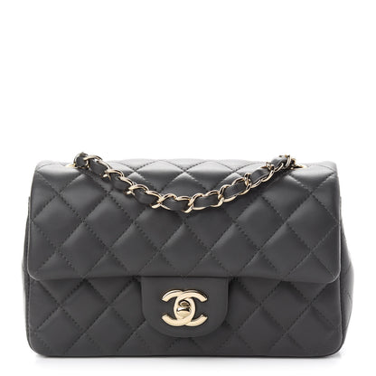 Chanel Lambskin Quilted Mini Rectangular Flap Dark Grey 1 of 9