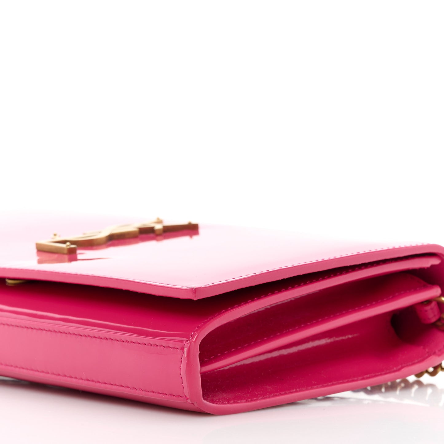 Patent Calfskin Monogram Kate Wallet On Chain Fresh Fuxia