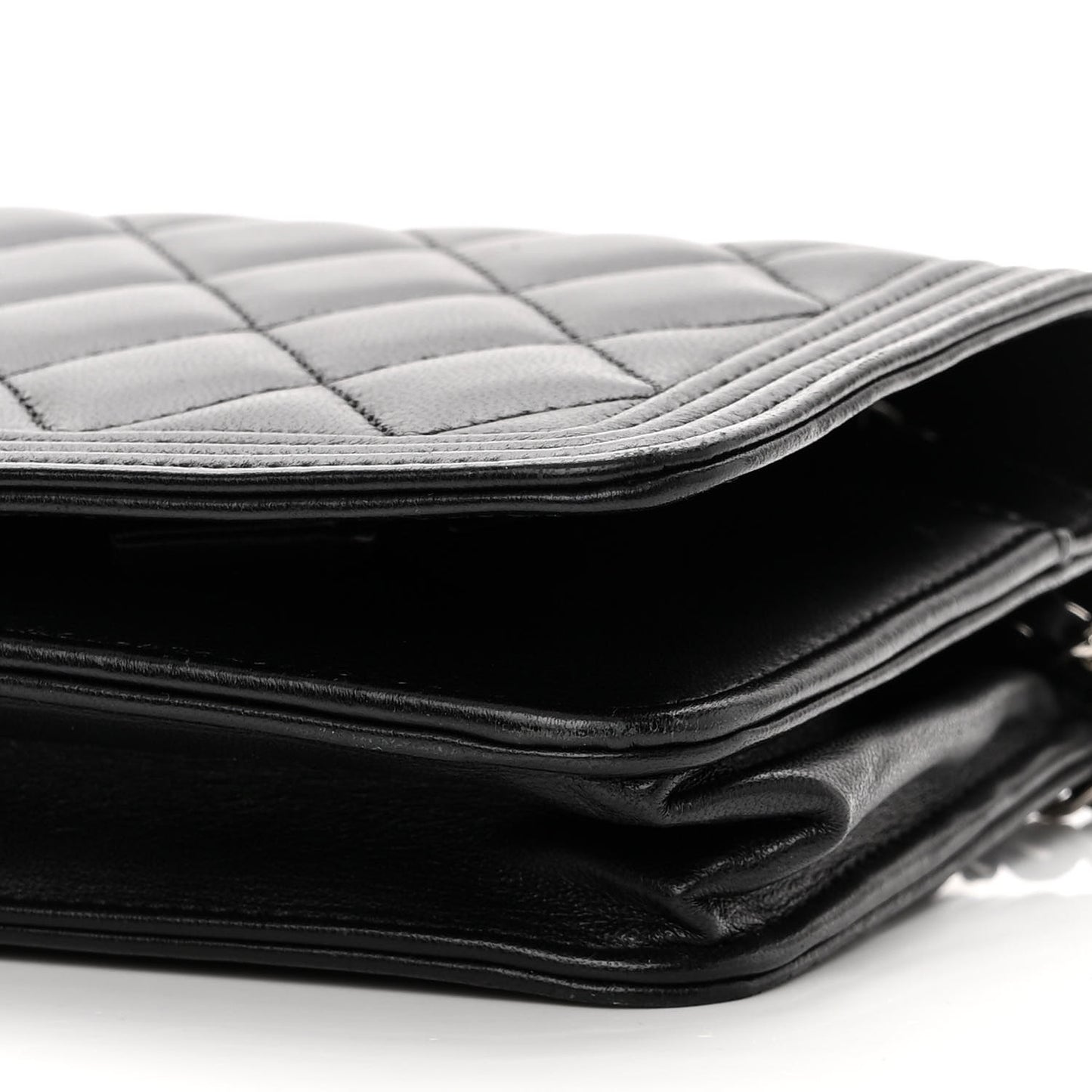 Lambskin Quilted Boy Wallet On Chain WOC Black