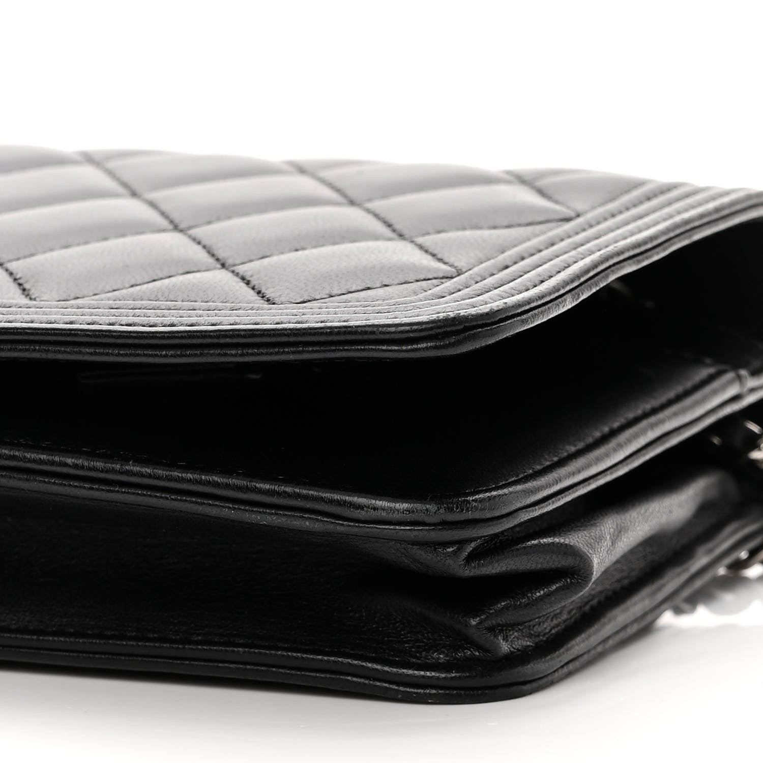 Chanel Lambskin Quilted Boy Wallet On Chain WOC Black 11 of 12