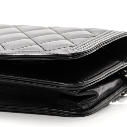 Chanel Lambskin Quilted Boy Wallet On Chain WOC Black 11 of 12