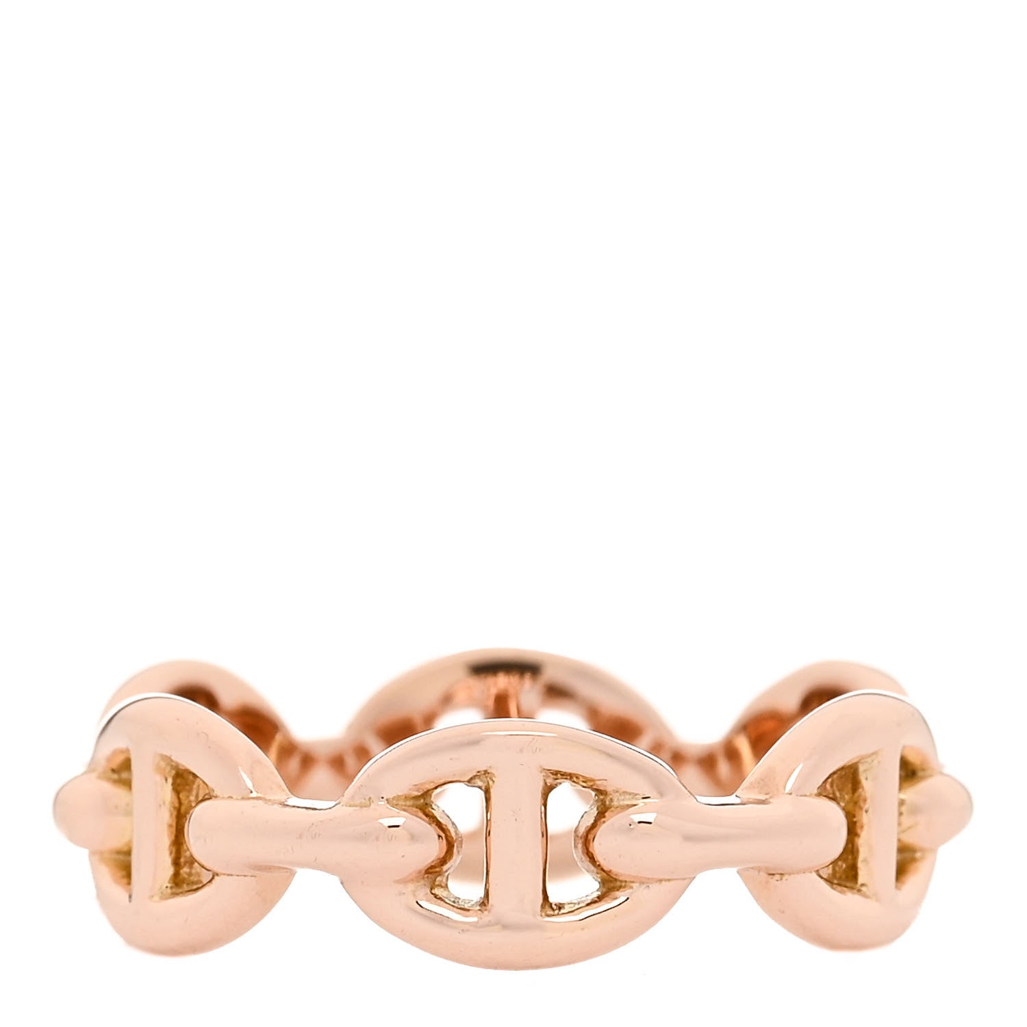 Hermes 18K Rose Gold PM Chaine d'Ancre Enchainee Ring 50 5.25 3 of 5