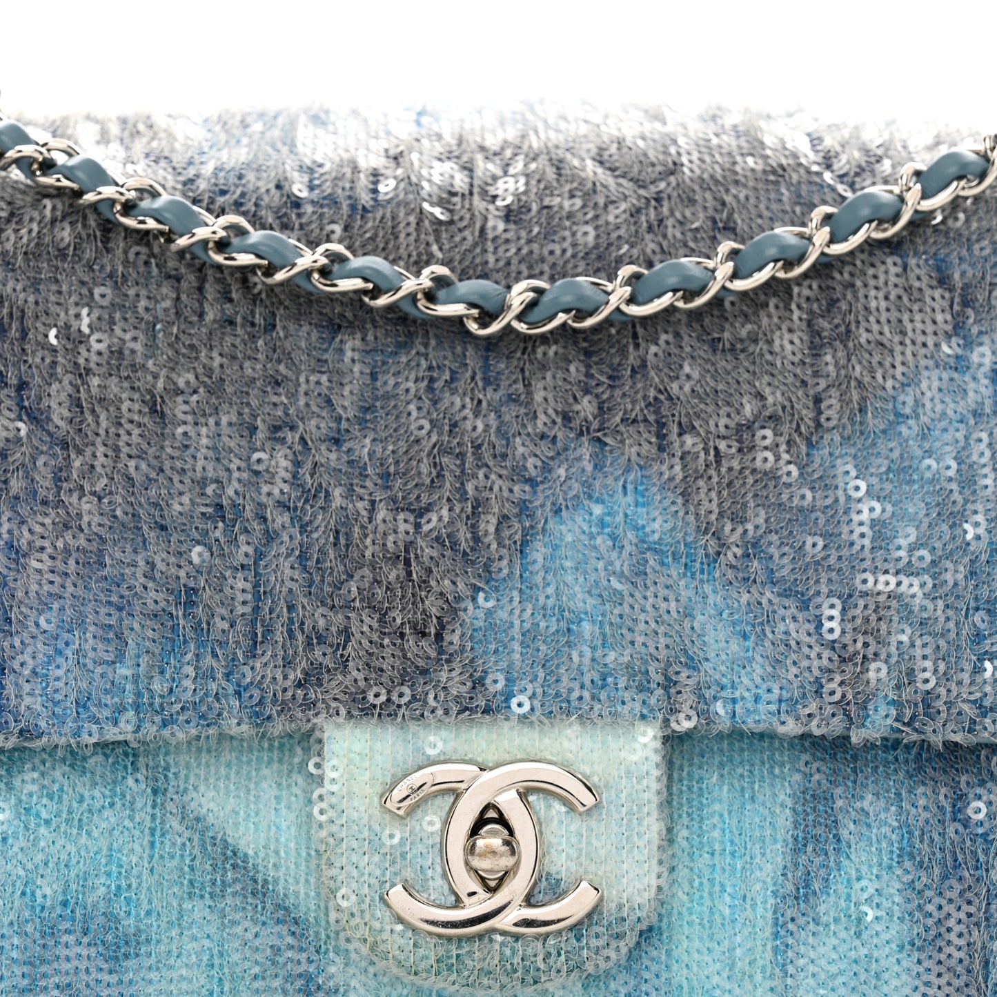 Sequin Large Waterfall Flap Light Blue
