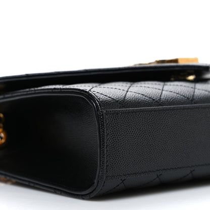 Saint Laurent Grain De Poudre Textured Mixed Matelasse Triquilt Medium Monogram Satchel Black 9 of 10