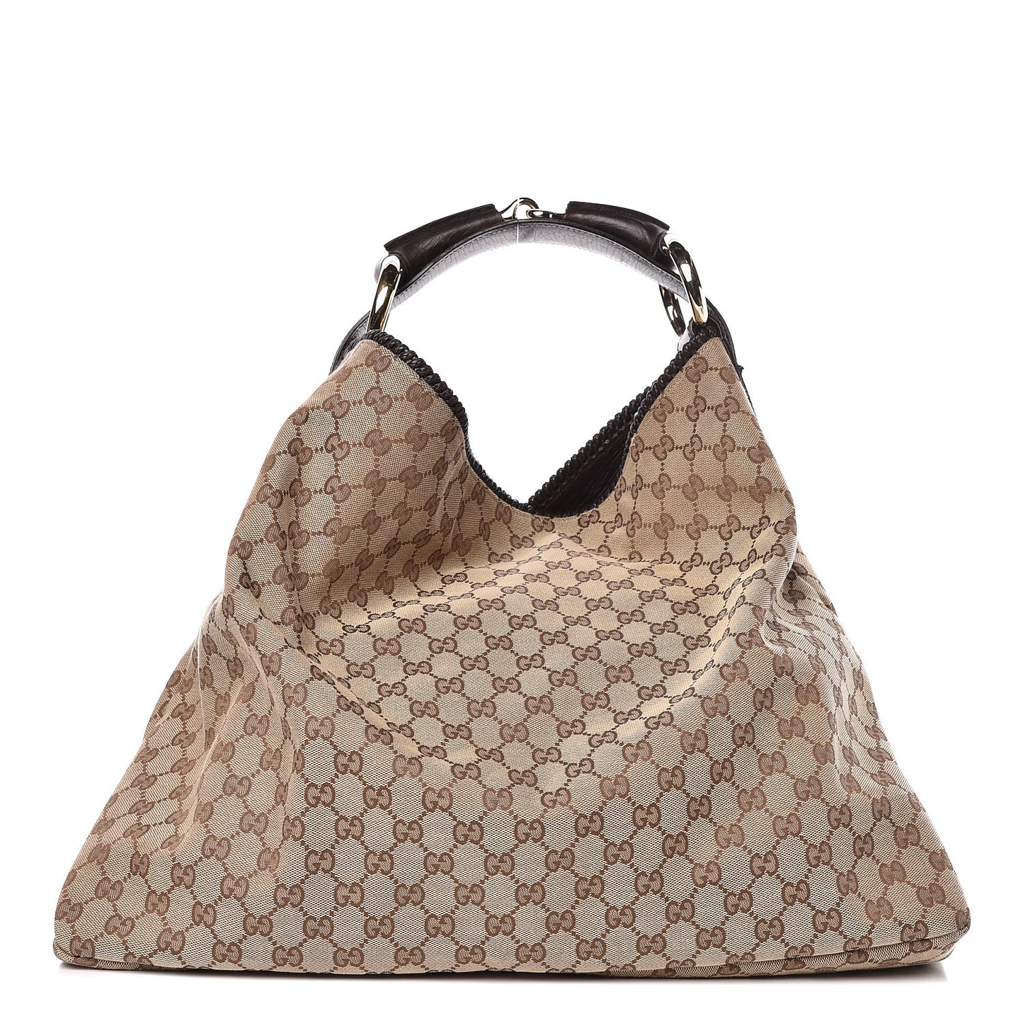 Monogram Large Horsebit Chain Hobo Dark Brown