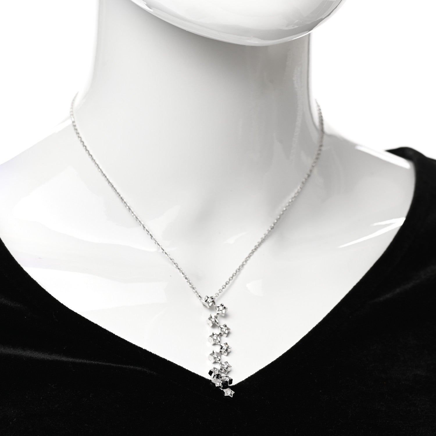 Chanel 18K White Gold Diamond Comet Multi Star Pendant Necklace 2 of 4