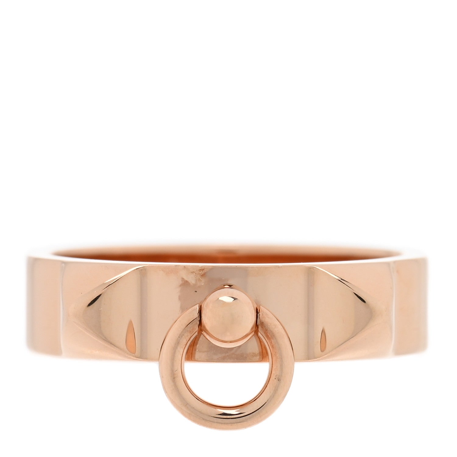Hermes 18K Rose Gold PM Collier De Chien Ring 56 7.75 1 of 5