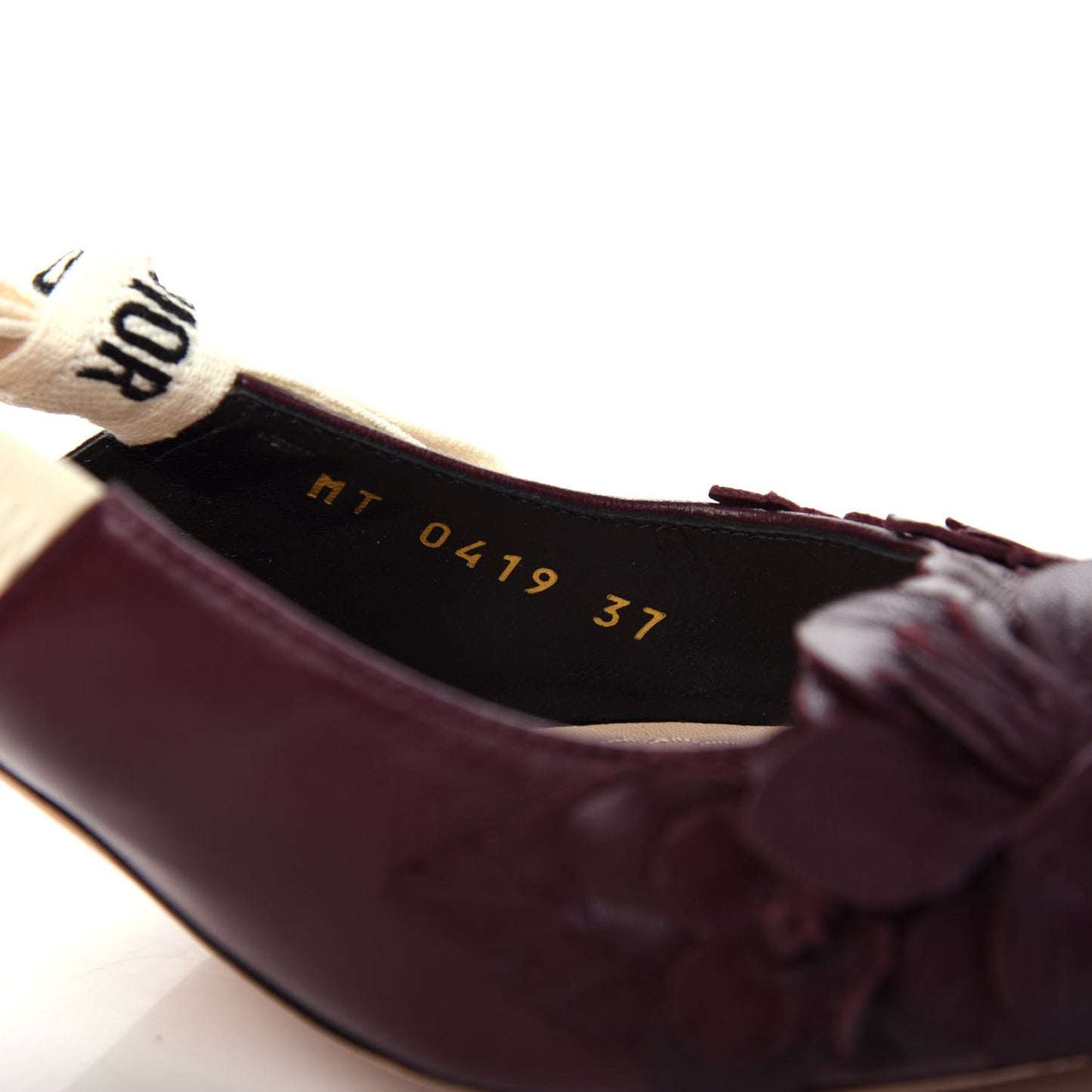 Lambskin Ribbon Flower Embroidered J'Adoir Slingback 65mm Pumps 37 Rouge Black