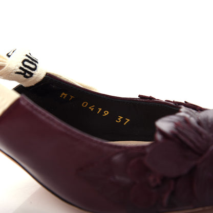 Christian Dior Lambskin Ribbon Flower Embroidered J'Adoir Slingback 65mm Pumps 37 Rouge Black 10 of 10