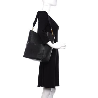 Celine Soft Grained Calfskin Sangle Bucket Bag Black 2 of 10
