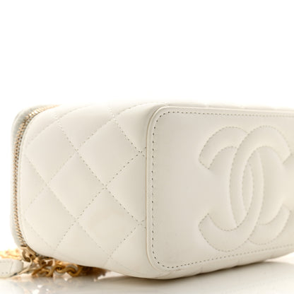 Chanel Lambskin Quilted Pearl Crush Small Vanity Case With Chain White 9 of 13