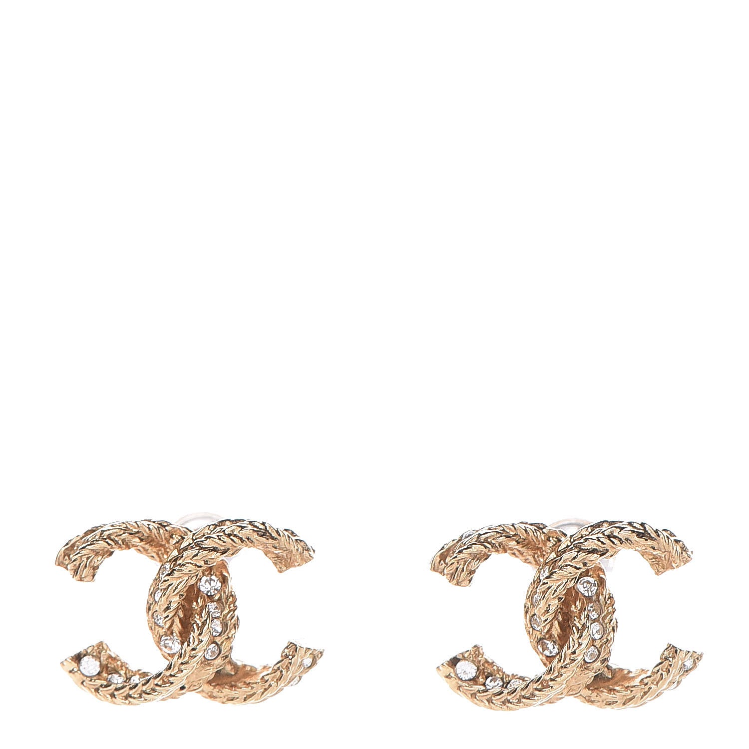 Chanel Crystal Twisted CC Earrings Gold 1 of 10