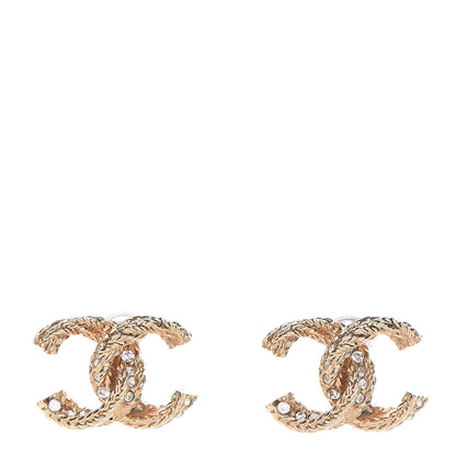Chanel Crystal Twisted CC Earrings Gold 1 of 10