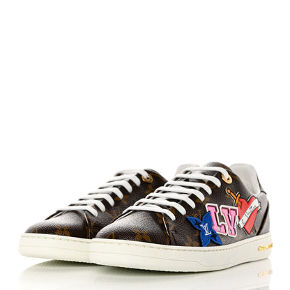 Louis Vuitton Calfskin Monogram LV Black Heart Sneakers 38 Cacao 3 of 9
