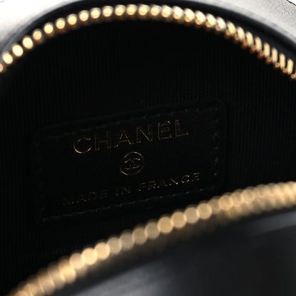 Chanel Lambskin Quilted Coco Bow Round Clutch With Chain Black 6 of 10