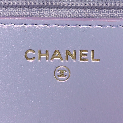 Chanel Iridescent Calfskin Quilted Chanel 19 Wallet On Chain WOC Light Purple 5 of 11