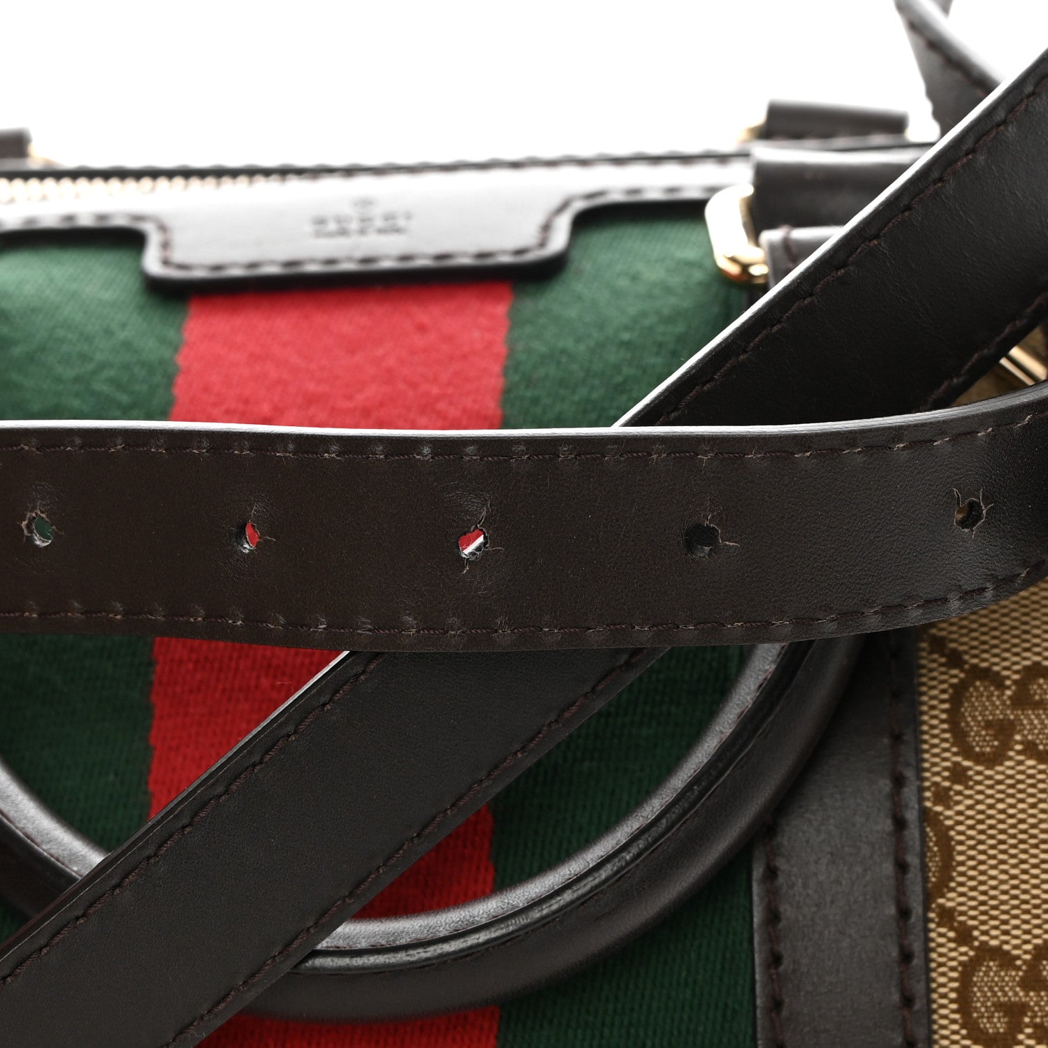 Gucci Monogram Selleria Calfskin Vintage Web Medium Boston Beige Ebony Cocoa 18 of 21