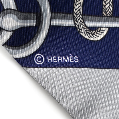 Hermes Silk Cliquetis Twilly Marine White Marron 4 of 5
