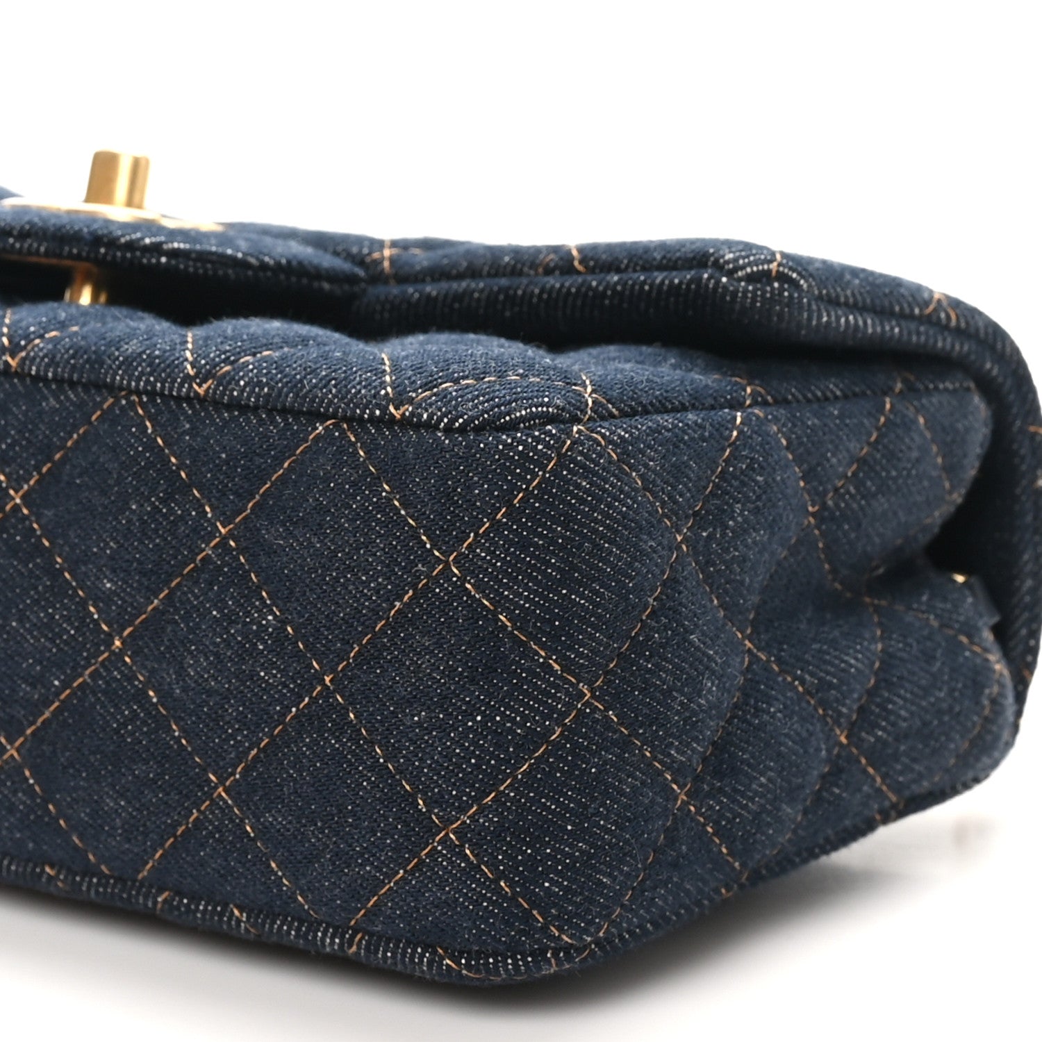 Chanel Denim Quilted Mini Rectangular Flap Dark Blue 10 of 11