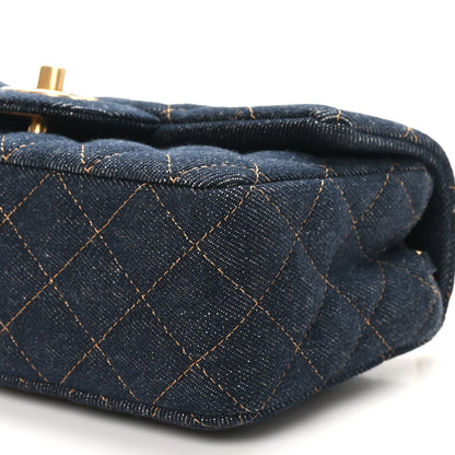 Chanel Denim Quilted Mini Rectangular Flap Dark Blue 10 of 11