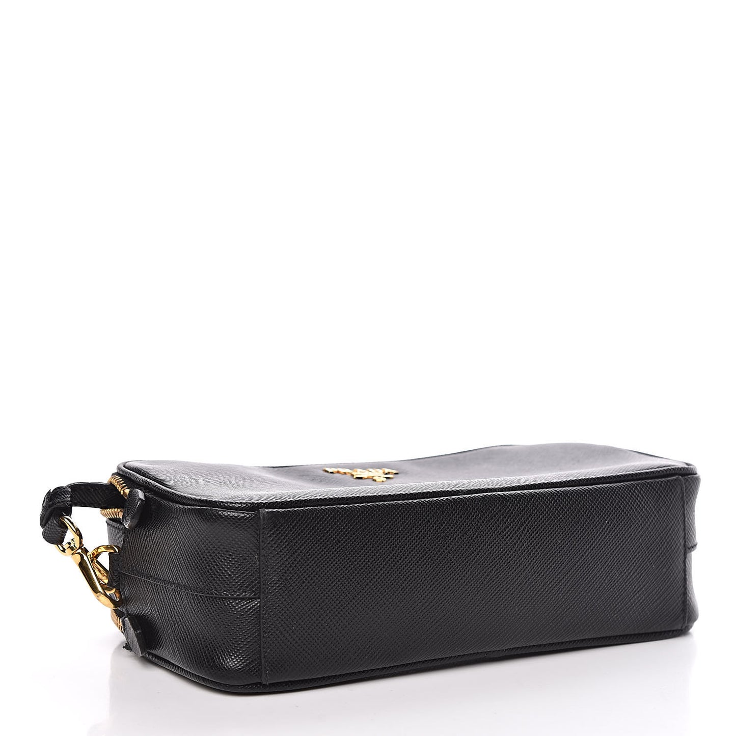 Saffiano Mini Double Zip Crossbody Black
