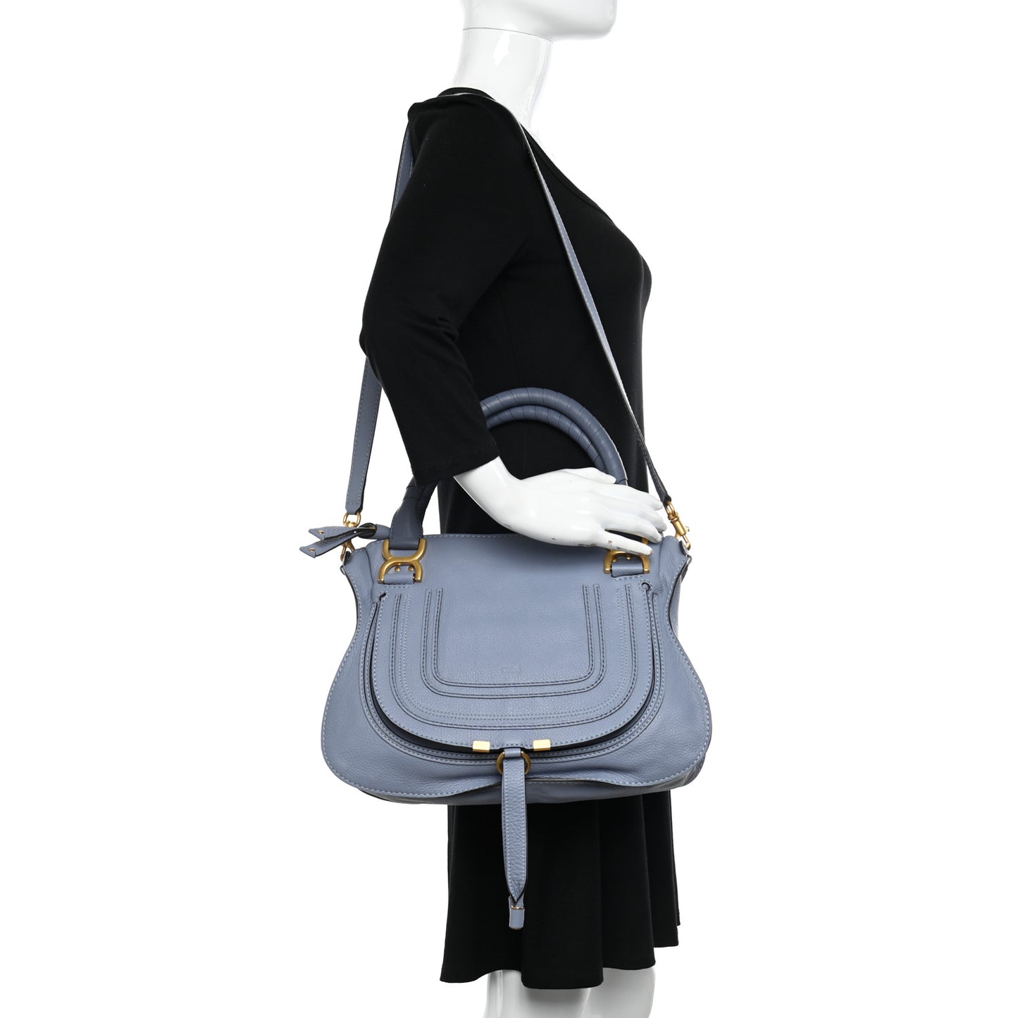 Calfskin Medium Marcie Satchel Street Blue