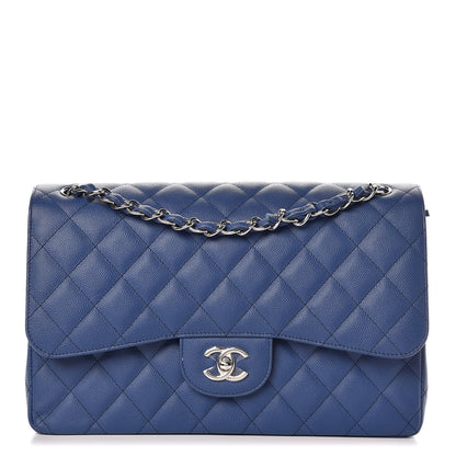 Chanel Caviar Quilted Jumbo Double Flap Dark Blue 1 of 7