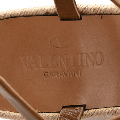 Valentino Garavani Suede Calfskin Tropical Bow Espadrille Platform Wedge Sandals 36 Brown 8 of 10