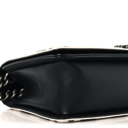 Chanel Calfskin Quilted Checkerboard Trim New Medium Boy Flap Black White 9 of 10