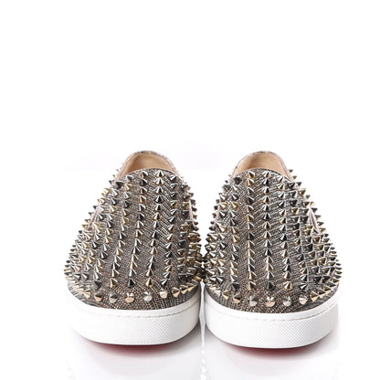 Christian Louboutin Glitter Chain Spikes Womens Roller Boat Flat 38.5 Roche Multicolor 3 of 8