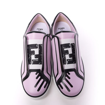 Fendi X JOSHUA VIDES Nappa Rockoclick Slip On Sneakers 38 Pink Xiloph White Black 5 of 10