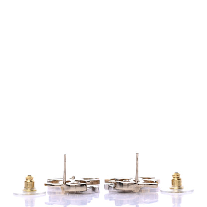 Chanel Crystal Pearl Double CC Drop Earrings Gold Silver 3 of 4