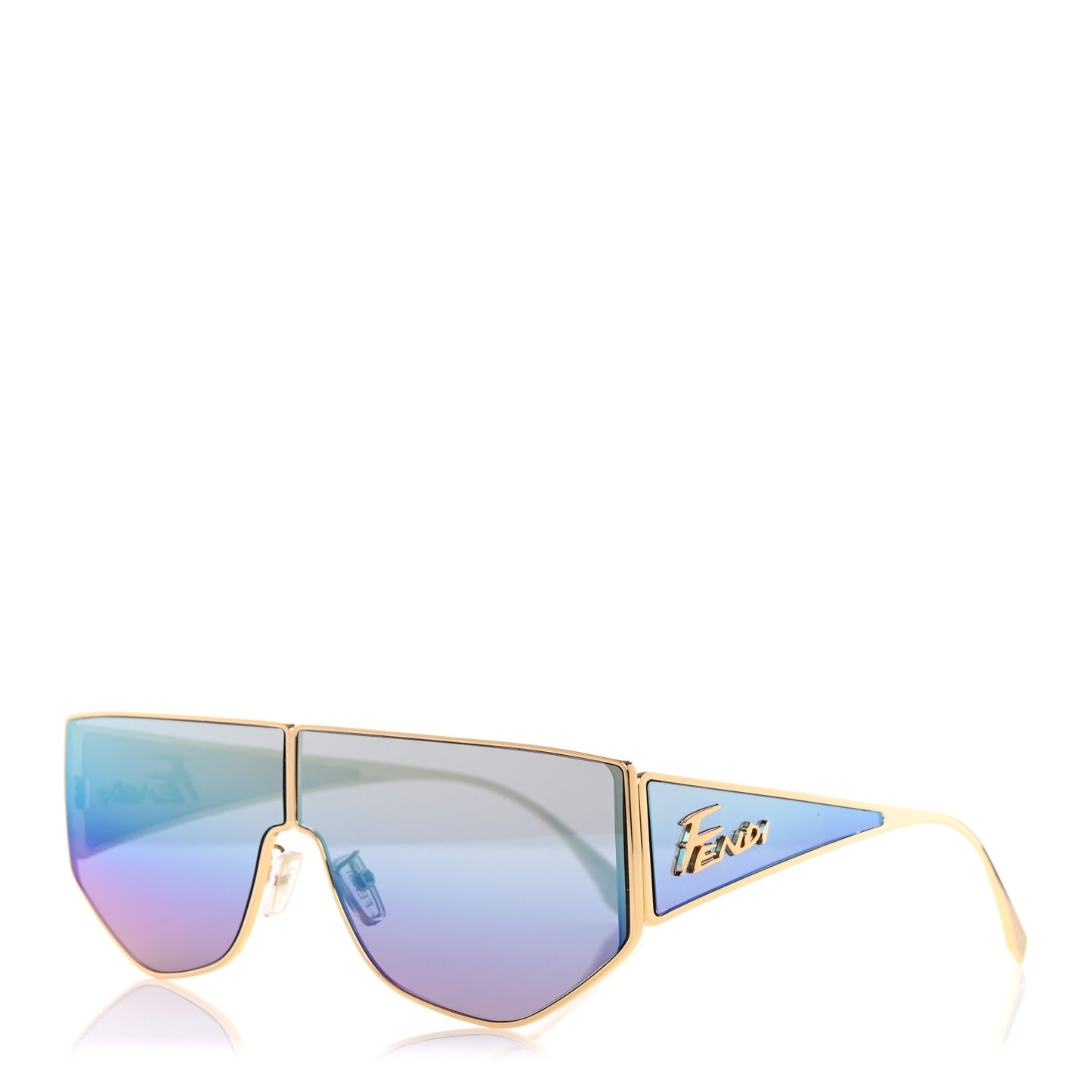Metal Disco Geometric Sunglasses FE 40051/U Gold Blue Mirror
