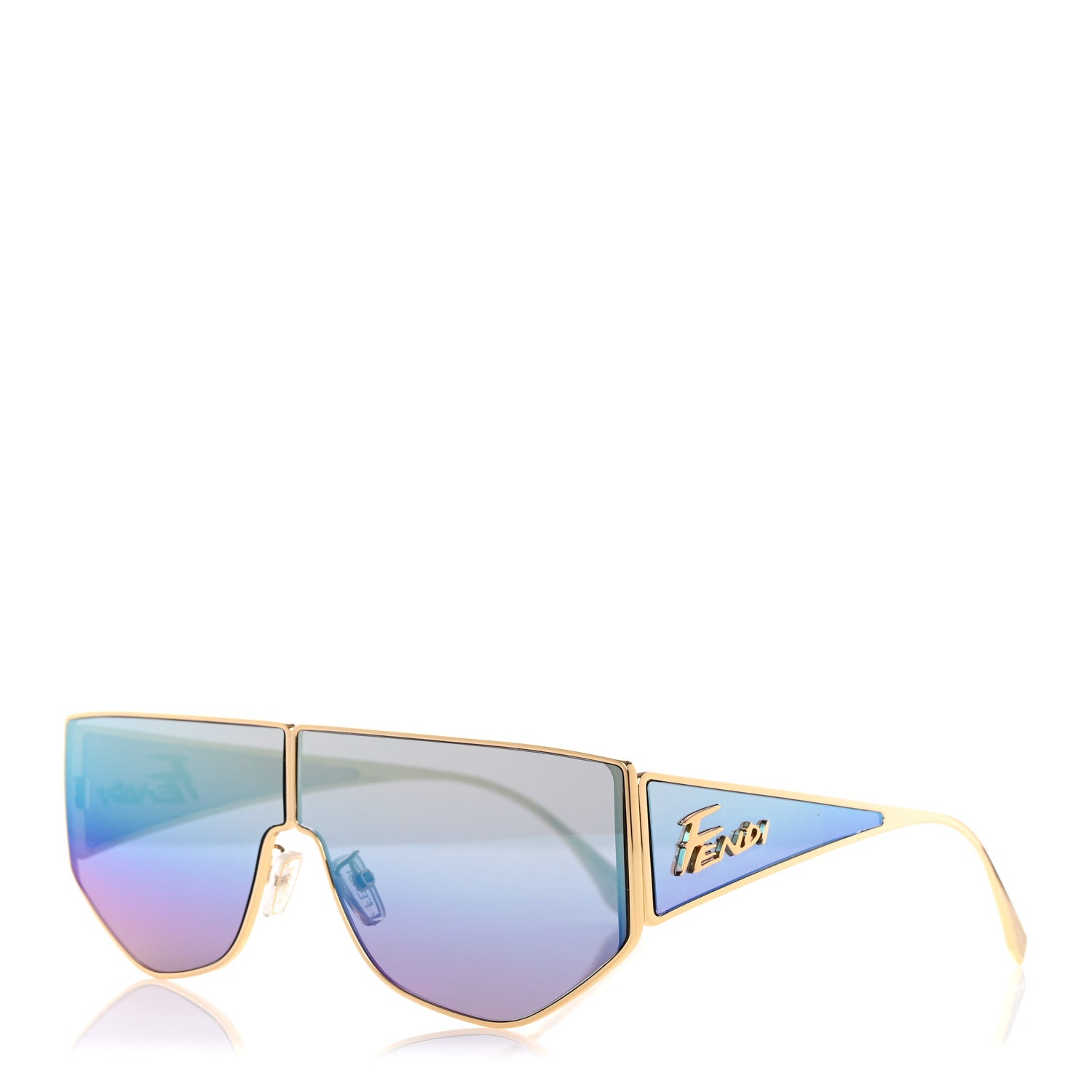 Fendi Metal Disco Geometric Sunglasses FE 40051/U Gold Blue Mirror 1 of 7