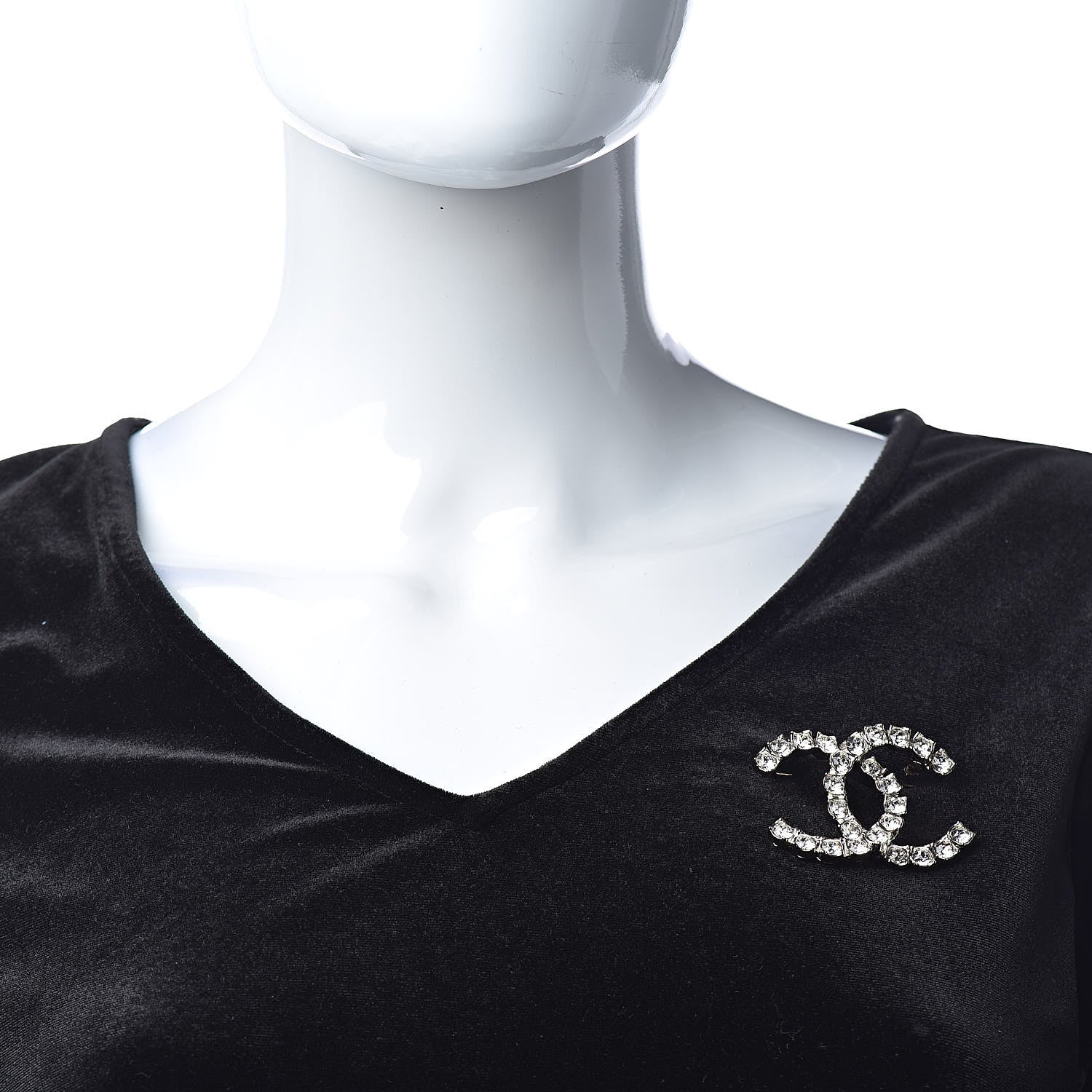 Chanel Crystal CC Brooch Light Gold 2 of 5