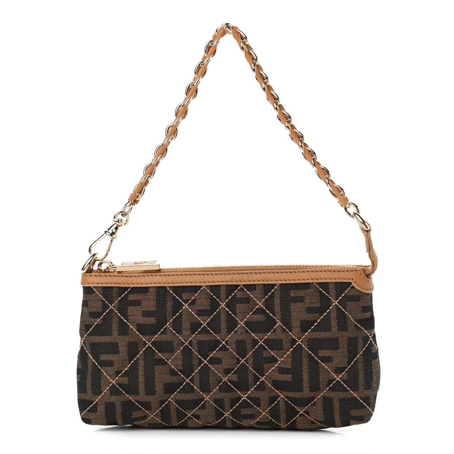 Fendi Zucca Quilted Pochette Tobacco 1 of 10