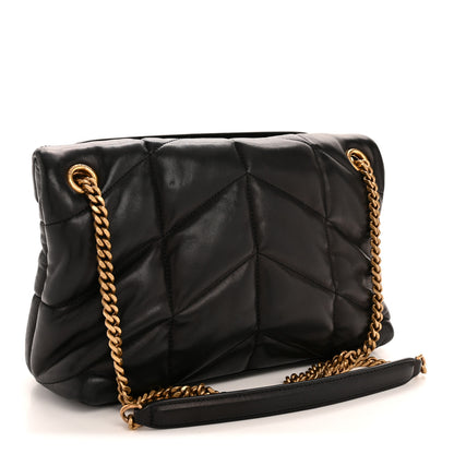 Saint Laurent Lambskin Quilted Small Loulou Puffer Monogram Chain Satchel Black 3 of 13