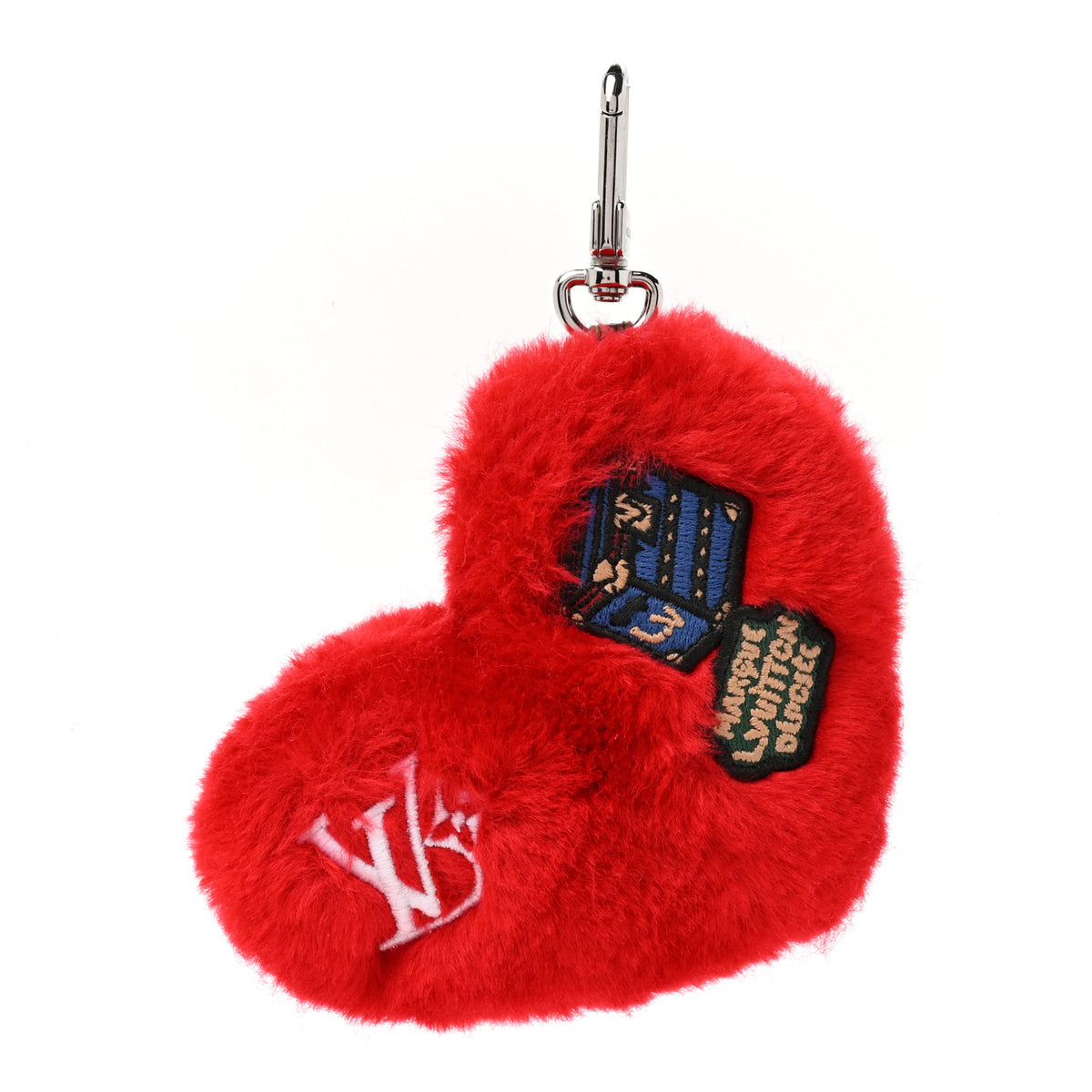 Louis Vuitton Velvet LV Lucky Heart Bag Charm Red 1 of 3