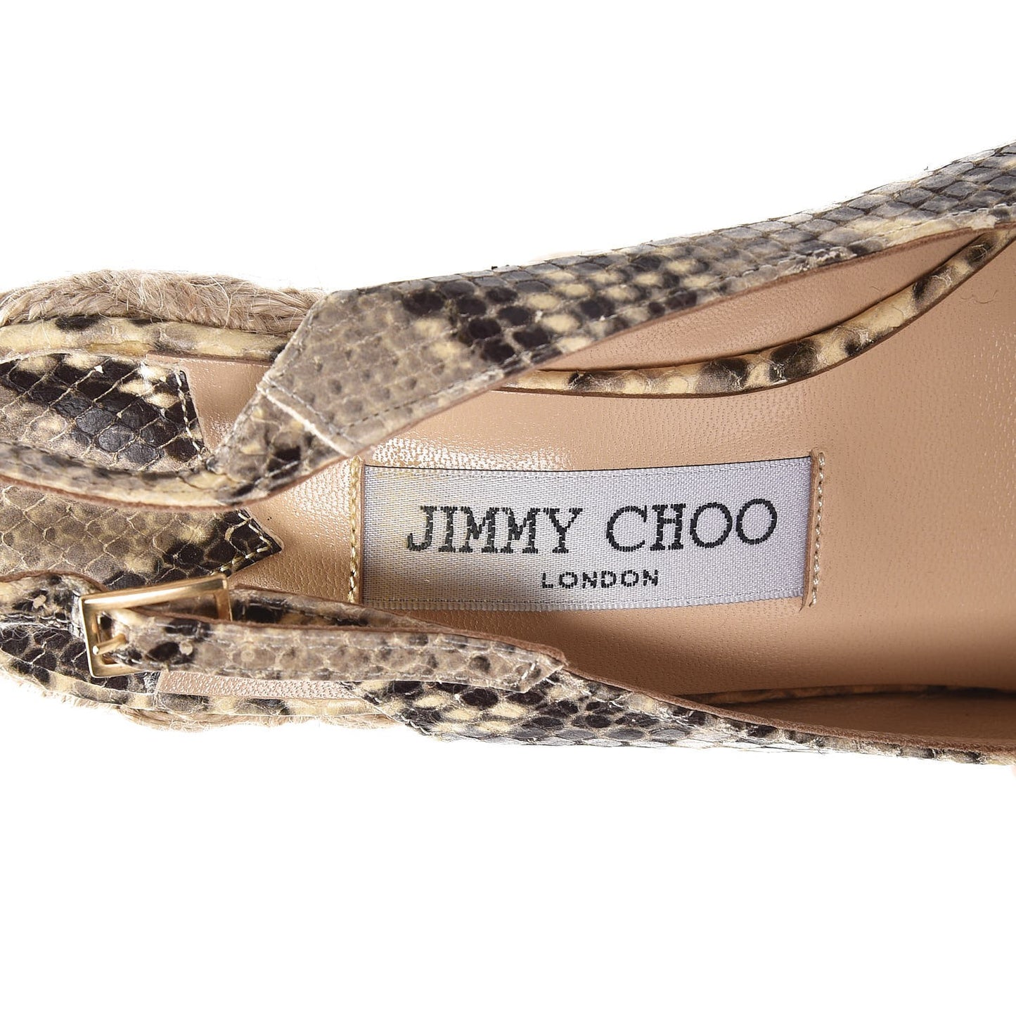 Calfskin Snake Print Polar Espadrille Wedges 36.5 Natural