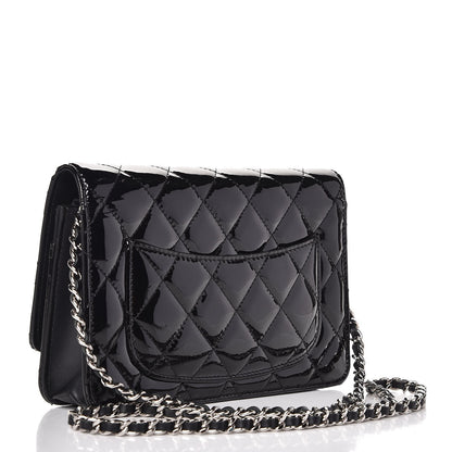 Chanel Patent Quilted Wallet On Chain WOC Black 3 of 8