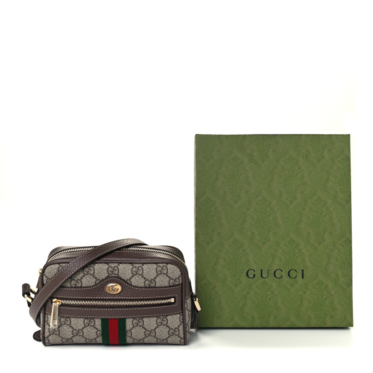 GG Supreme Monogram Web Mini Ophidia Shoulder Bag Brown