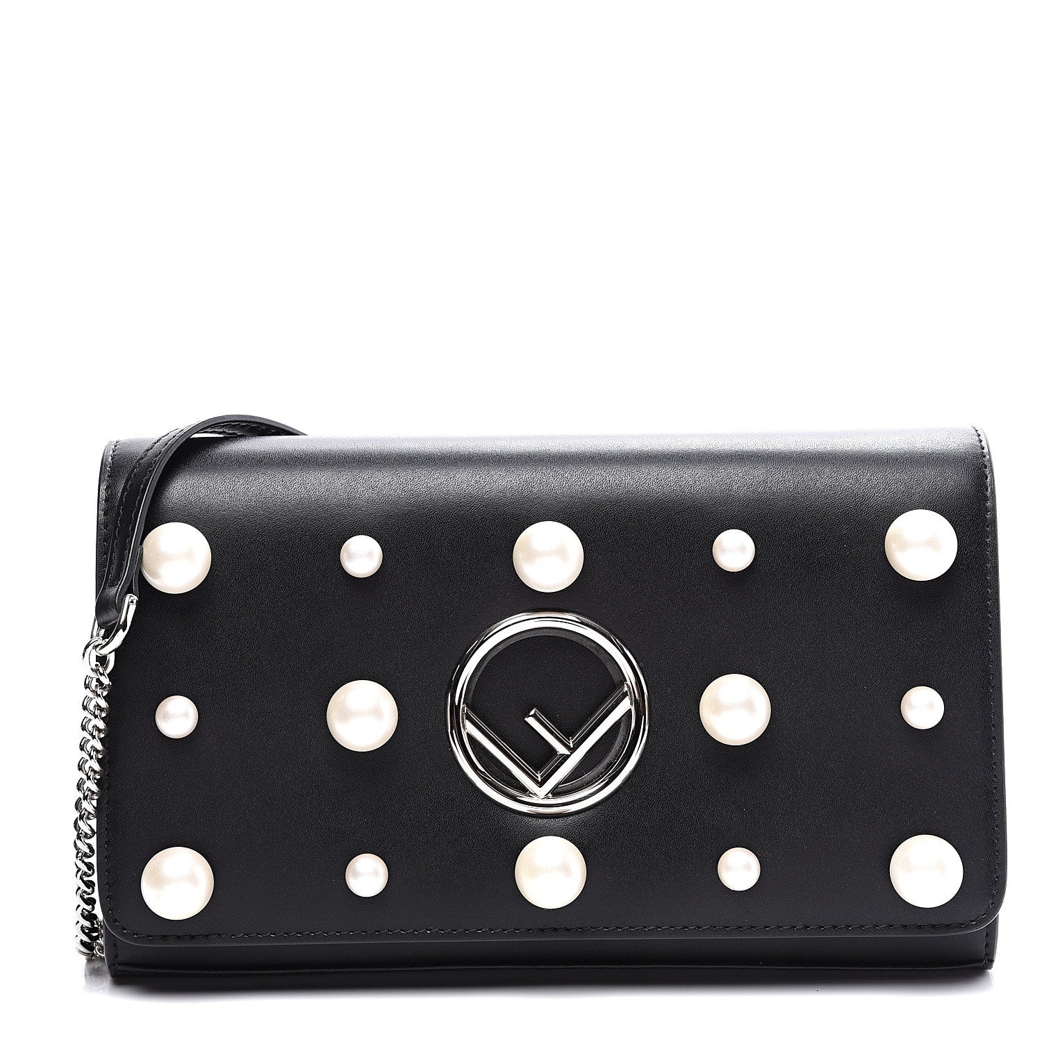 Fendi Vitello Liberty Pearl F is Fendi Wallet On Chain Black 1 of 10