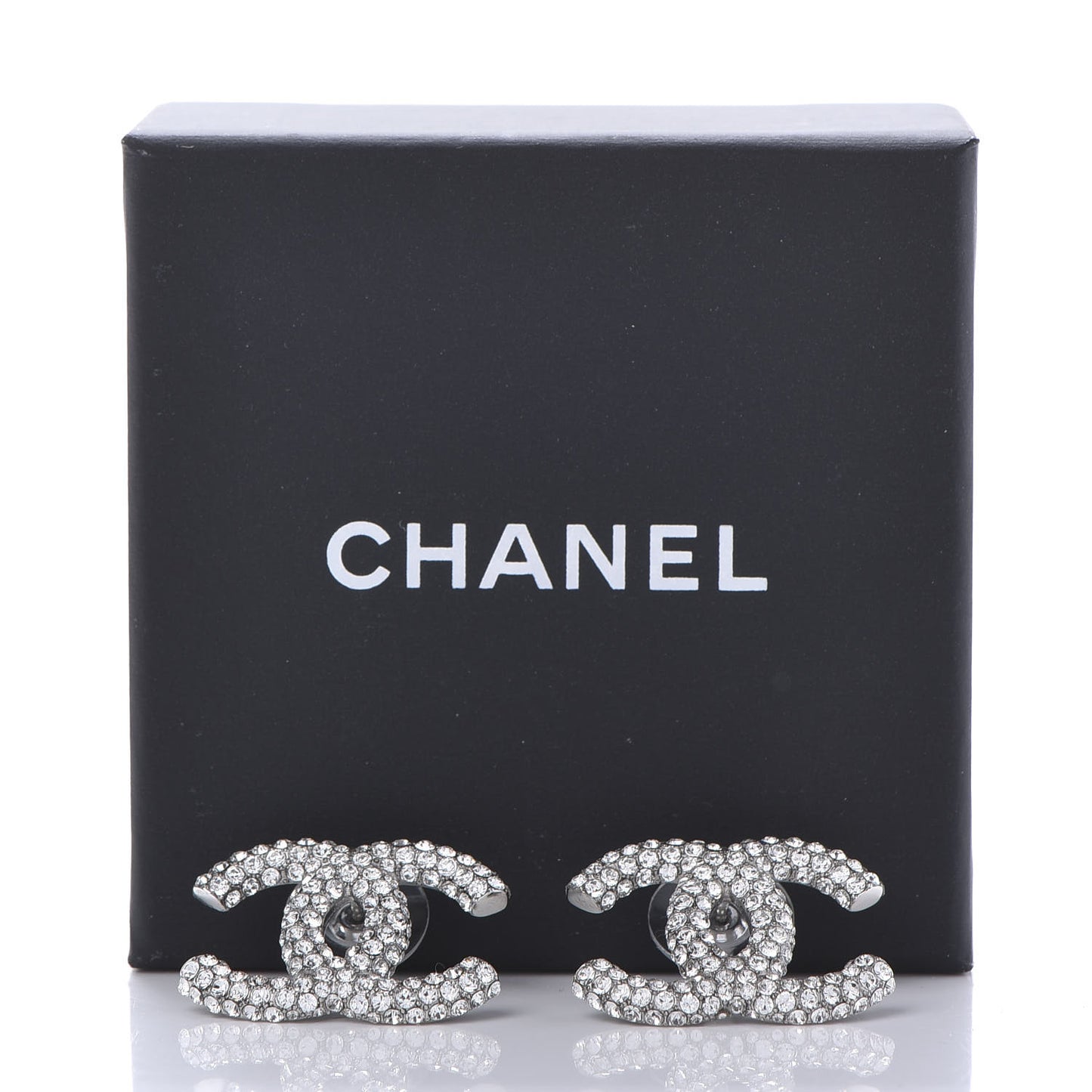 Crystal Large CC Earrings Silver